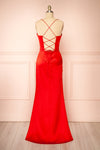 Kesha Red Corset Cowl Neck Maxi Dress | Boutique 1861 back view