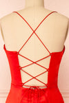 Kesha Red Corset Cowl Neck Maxi Dress | Boutique 1861 back