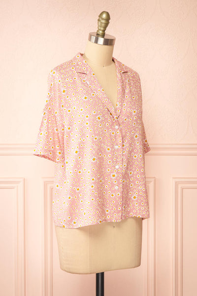 Keza Pink Blouse w/ Floral Pattern | Boutique 1861  side view