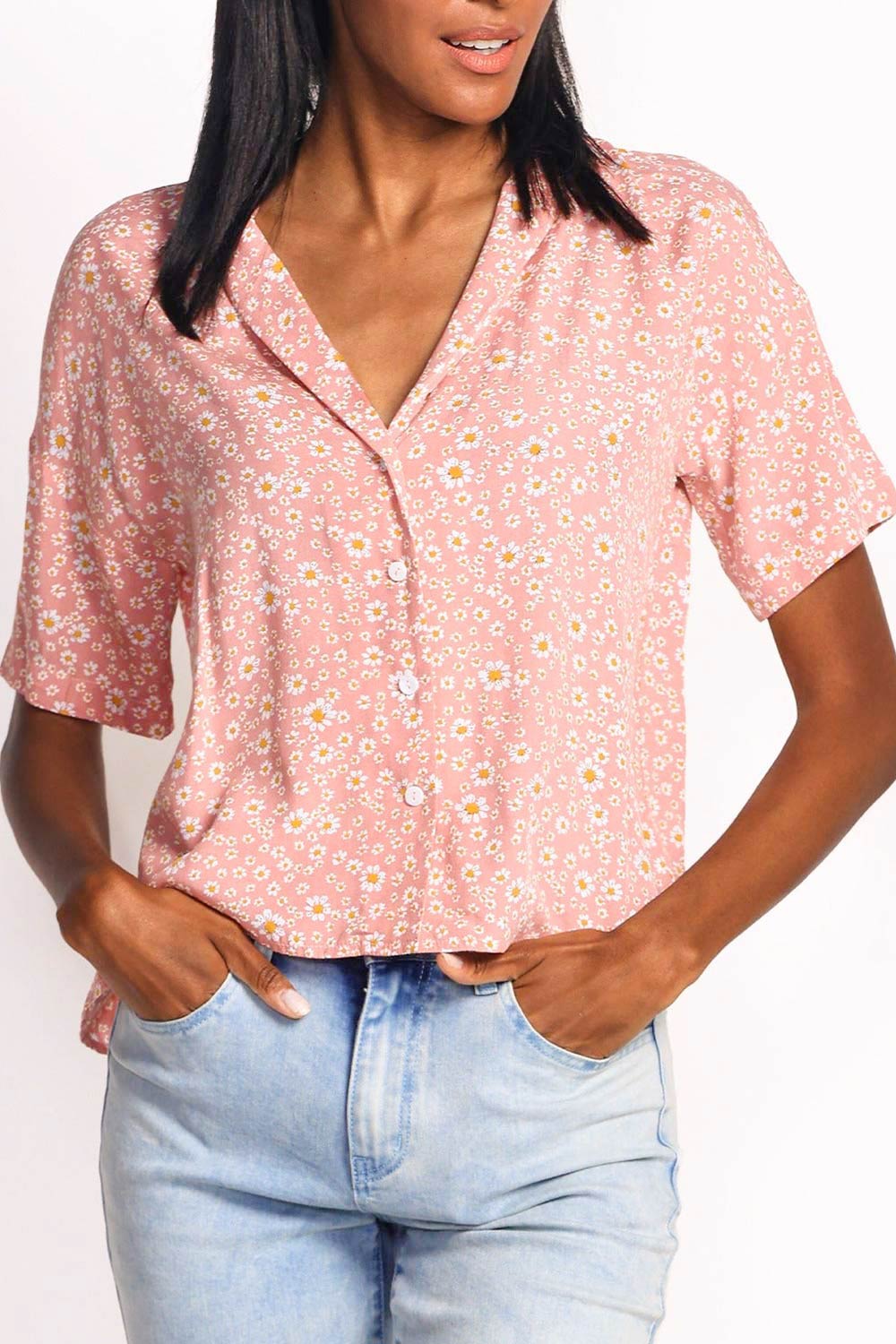 Keza Pink Blouse w/ Floral Pattern | Boutique 1861 model