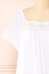 Khalesy White Short Sleeve Top w/ Embroidery | Boutique 1861 front close-up