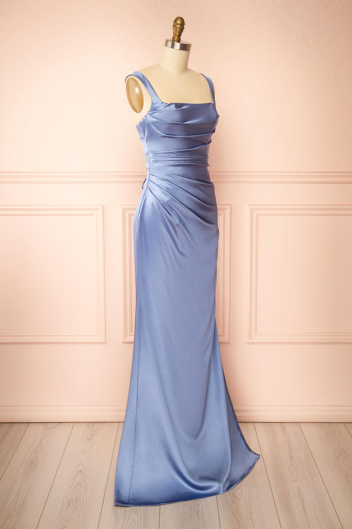Khaly Blue | Satin Dress with Lace-Up Back