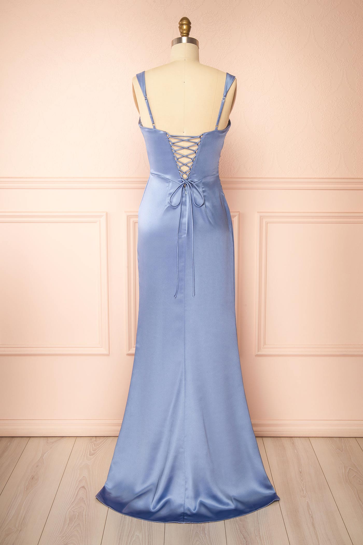 Khaly Blue | Satin Dress with Lace-Up Back
