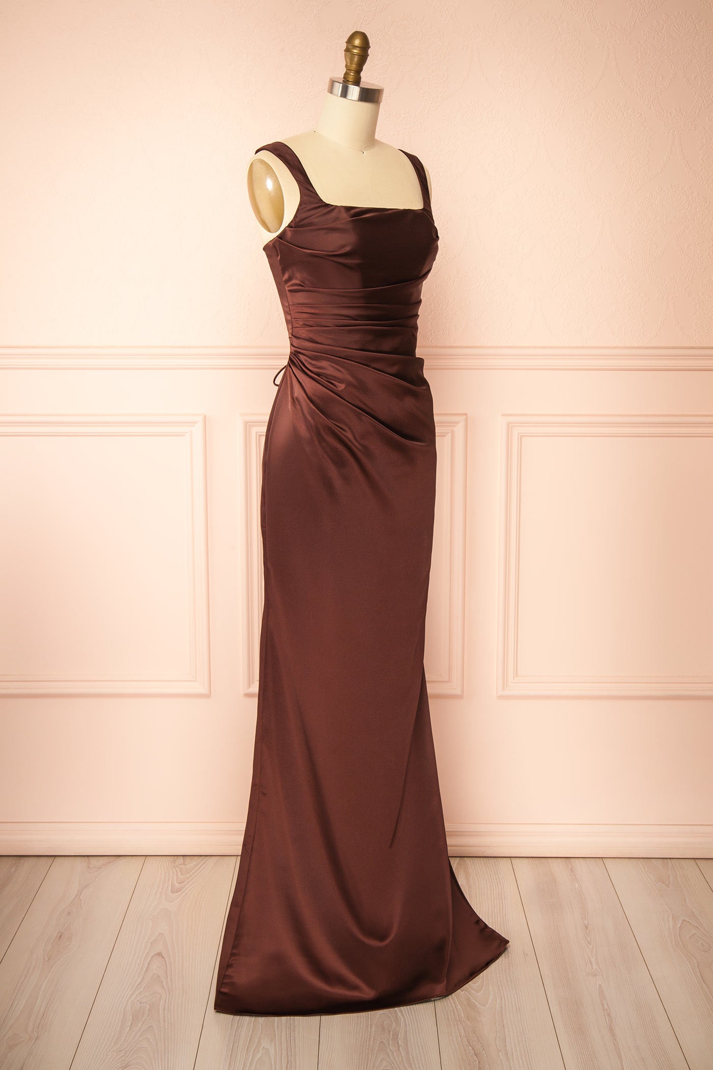 Khaly Brown | Satin Dress with Lace-Up Back