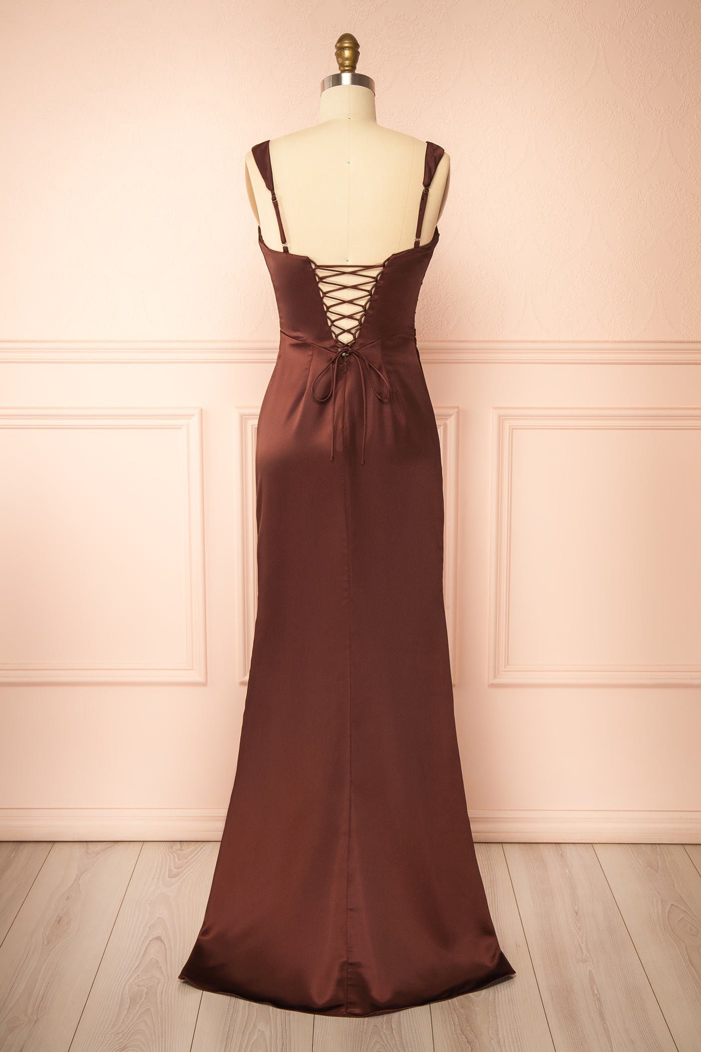 Khaly Brown | Satin Dress with Lace-Up Back