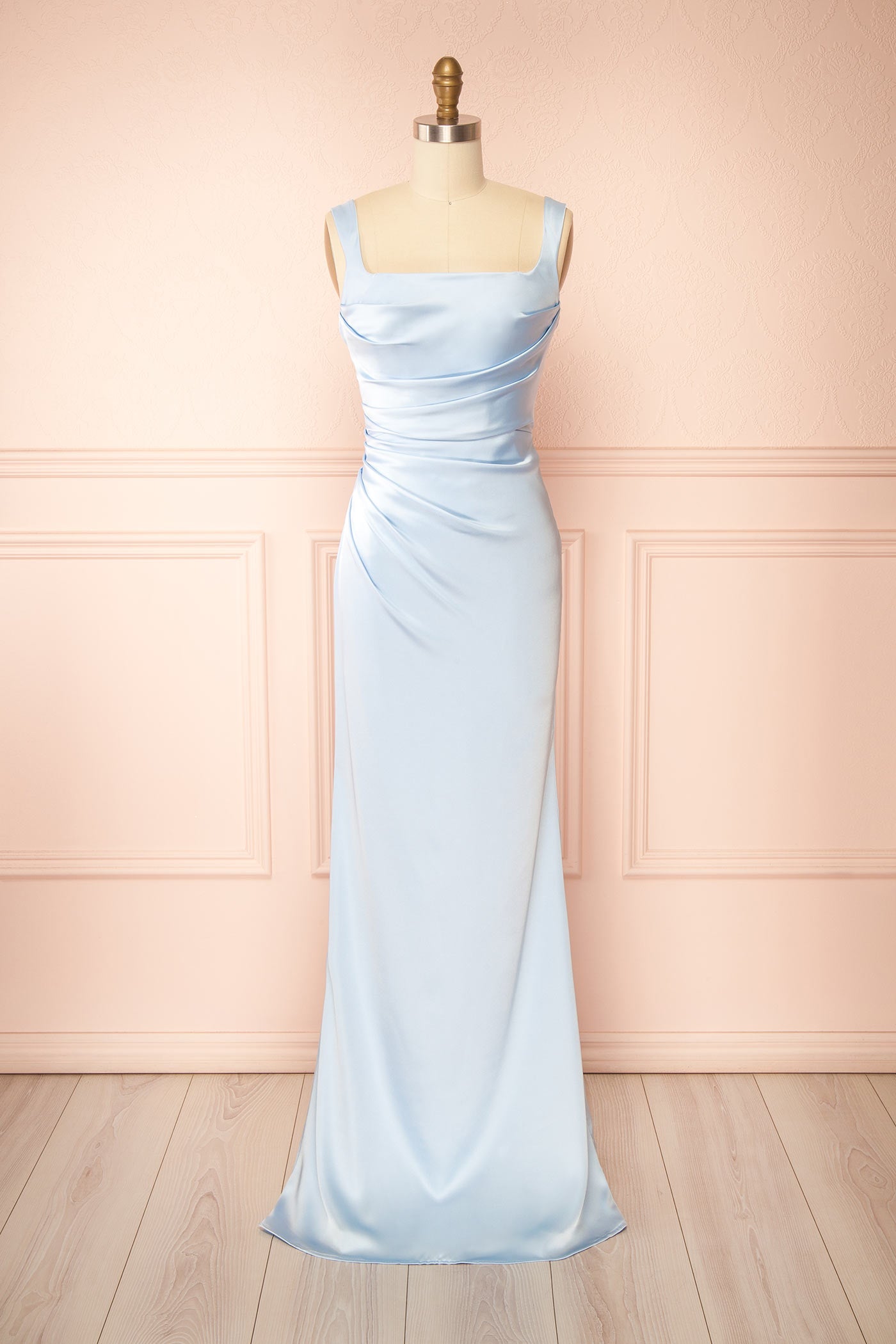 Khaly Light Blue | Satin Dress with Lace-Up Back