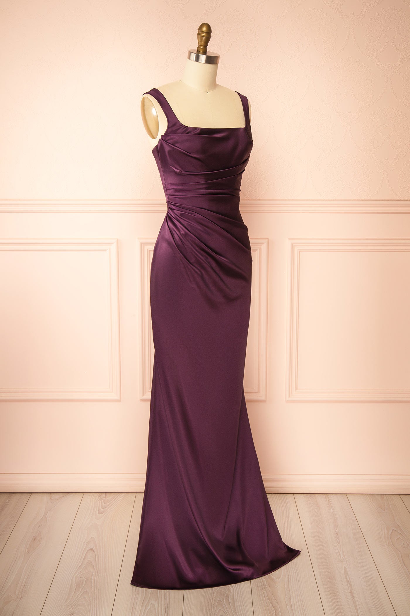 Khaly Purple | Satin Dress with Lace-Up Back