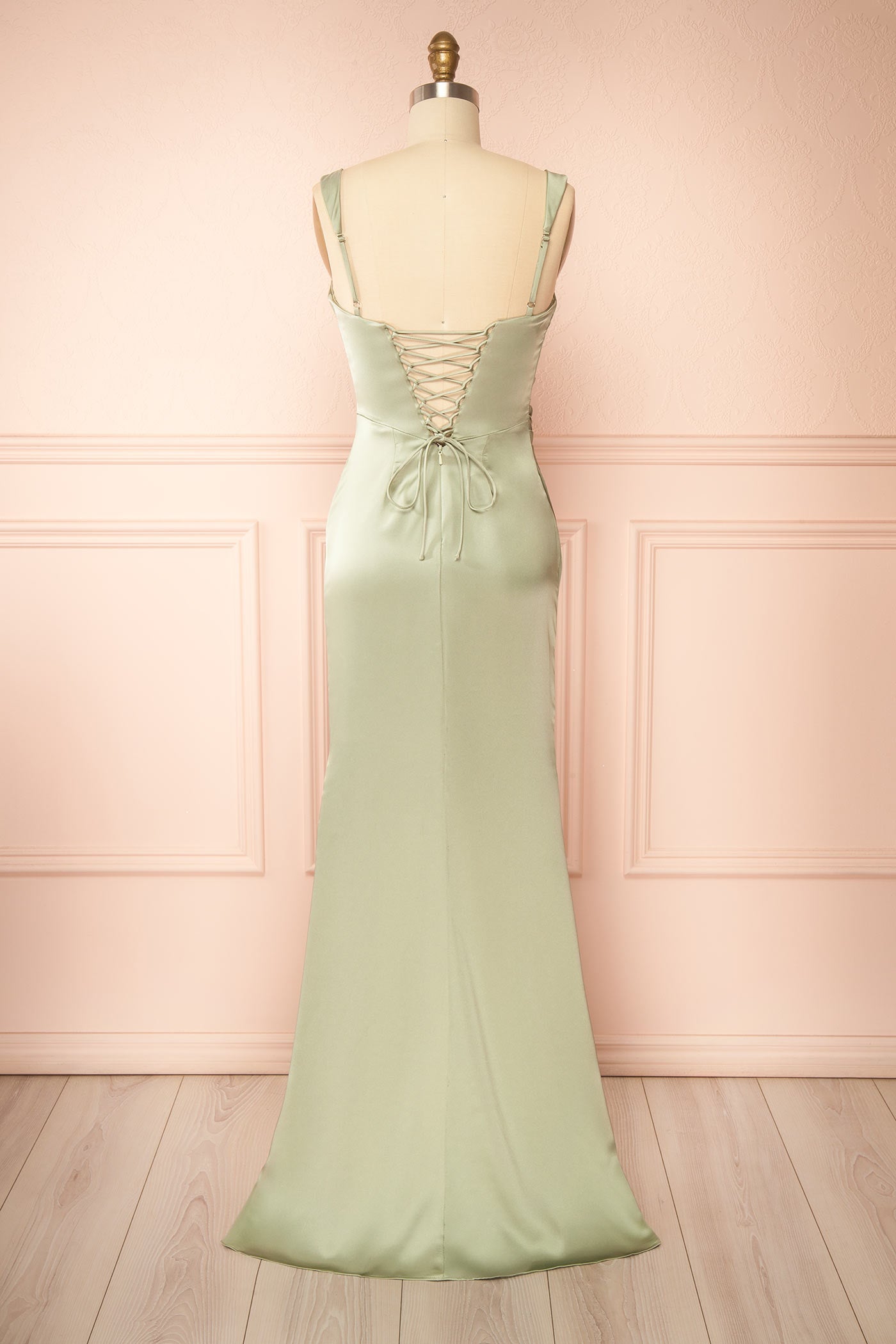 Khaly Sage | Satin Dress with Lace-Up Back