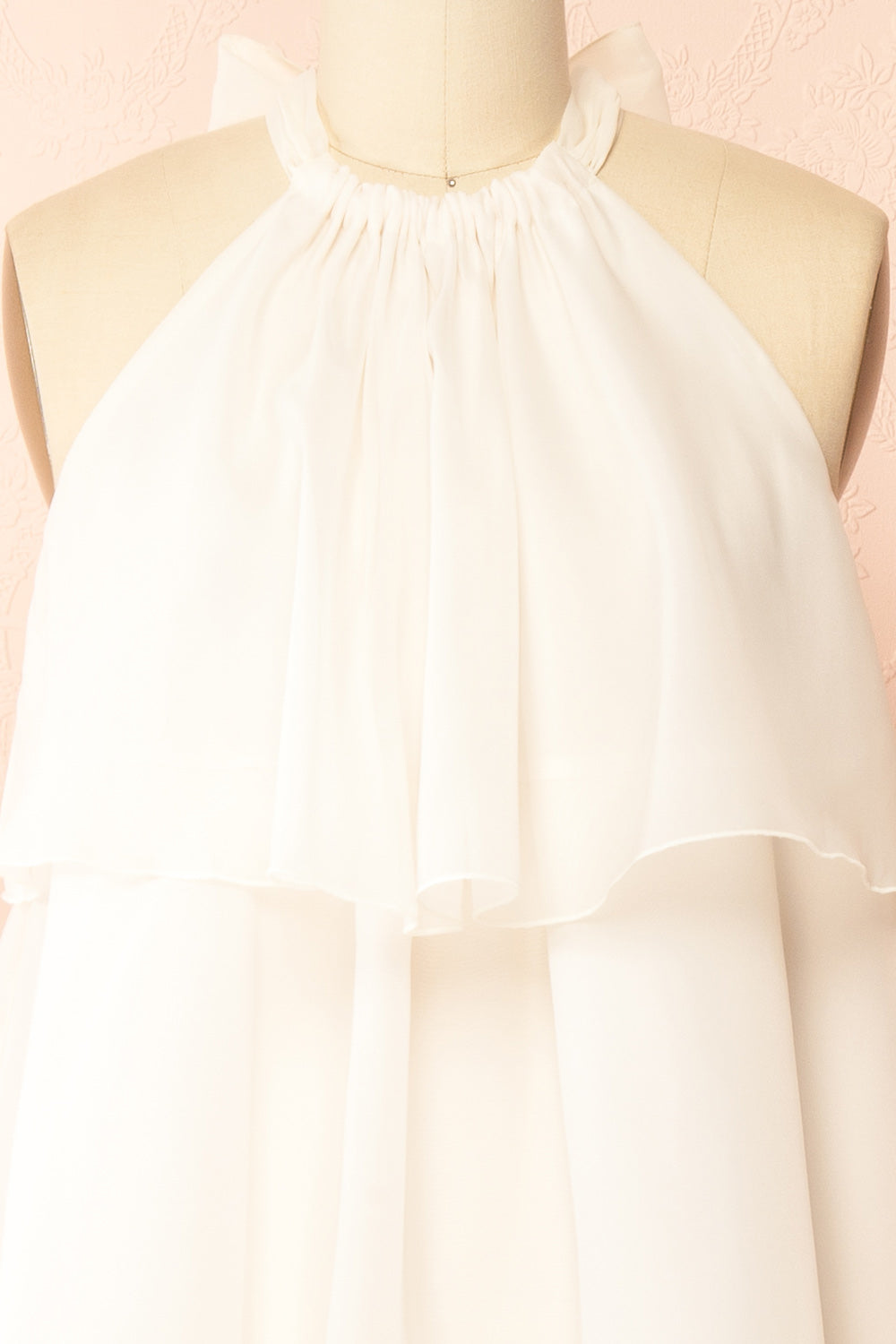 Khawla Ivory Tiered Short Organza Dress | Boudoir 1861 front