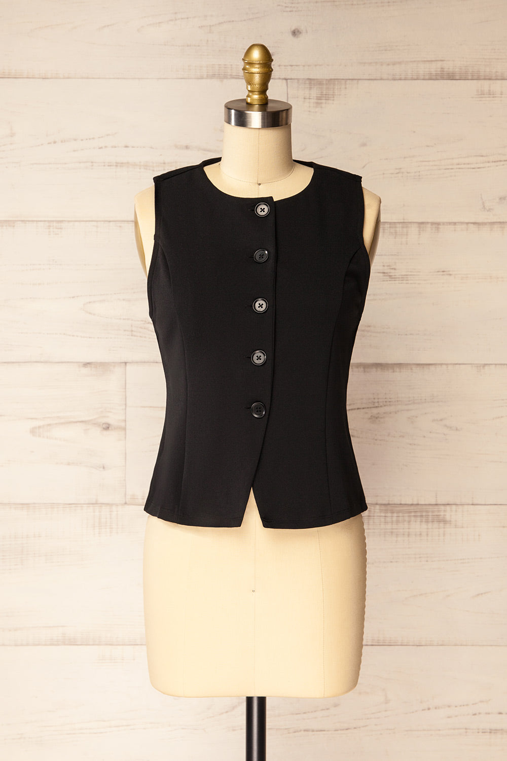 Kheda Black Sleeveless Tailored Vest | La petite garçonne front view