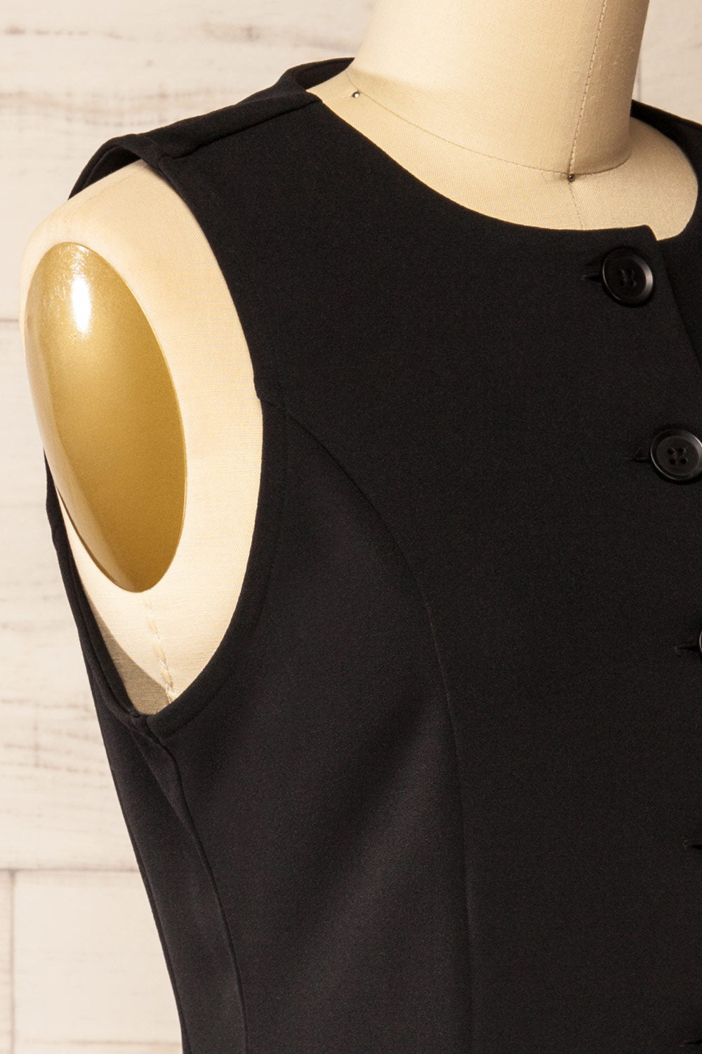 Kheda Black Sleeveless Tailored Vest | La petite garçonne side