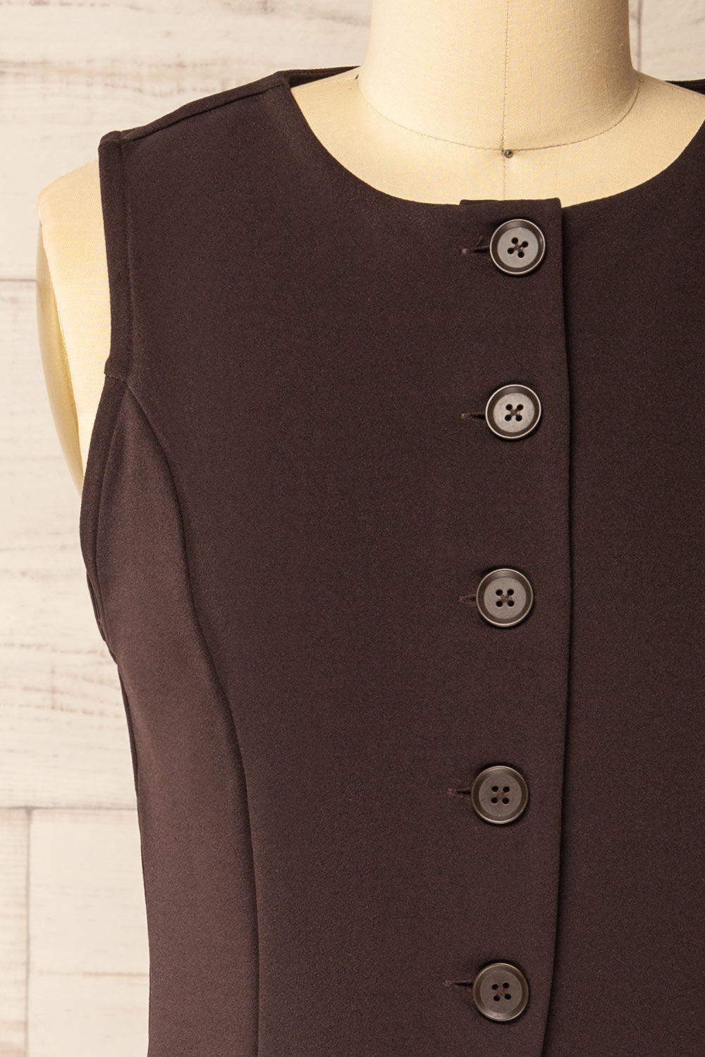 Kheda Brown Sleeveless Tailored Vest | La petite garçonne front