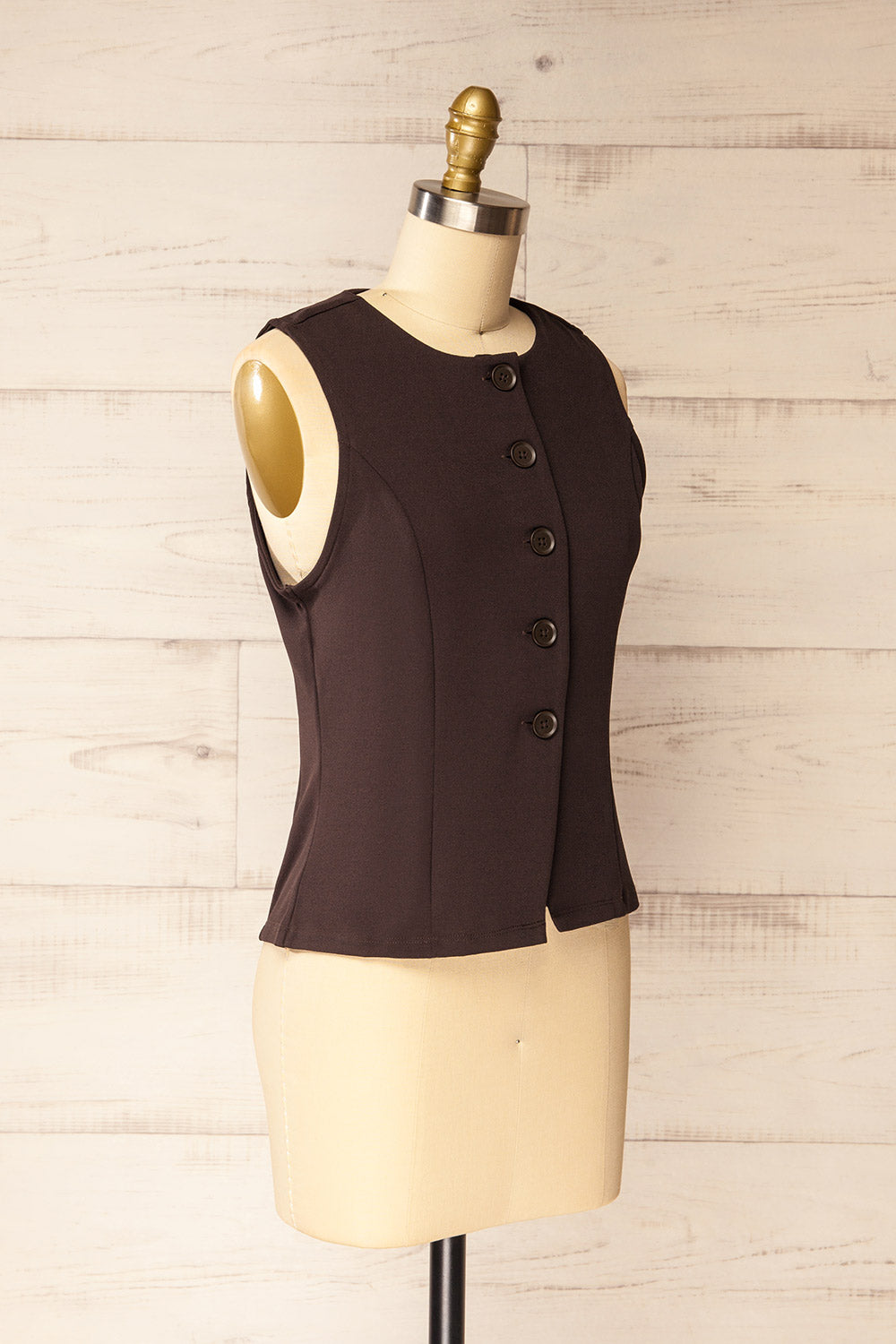 Kheda Brown Sleeveless Tailored Vest | La petite garçonne side view