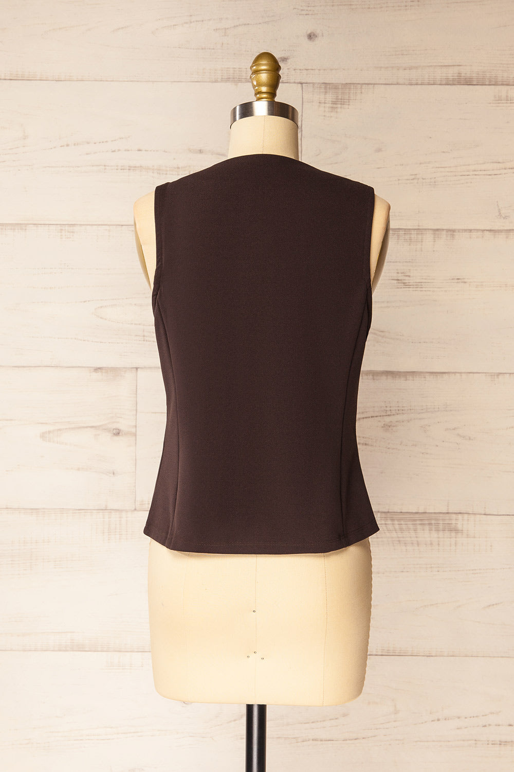 Kheda Brown Sleeveless Tailored Vest | La petite garçonne back view