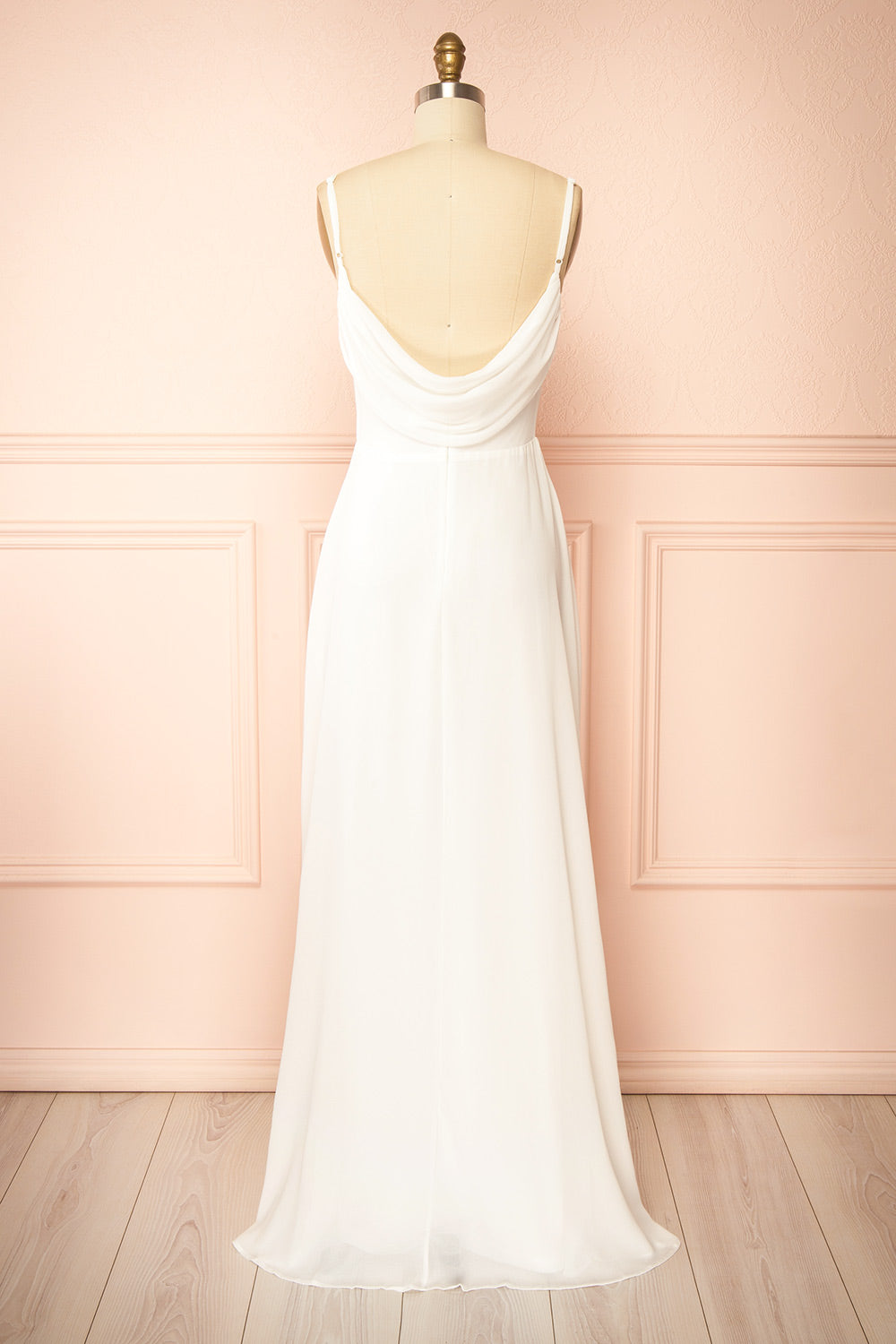 Khiara White A-Line Maxi Dress with Lace | Boudoir 1861 side view