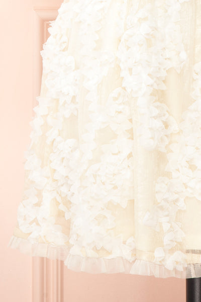 Kiera Short Ivory A-Line Dress w/ Floral Appliqué bottom