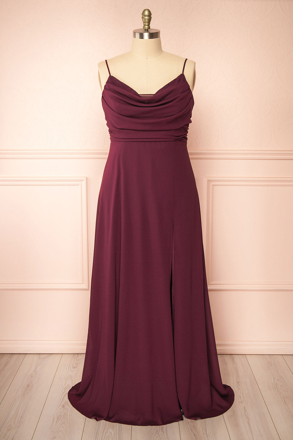 Kieran Burgundy A Line Maxi Dress w Lace Boutique 1861