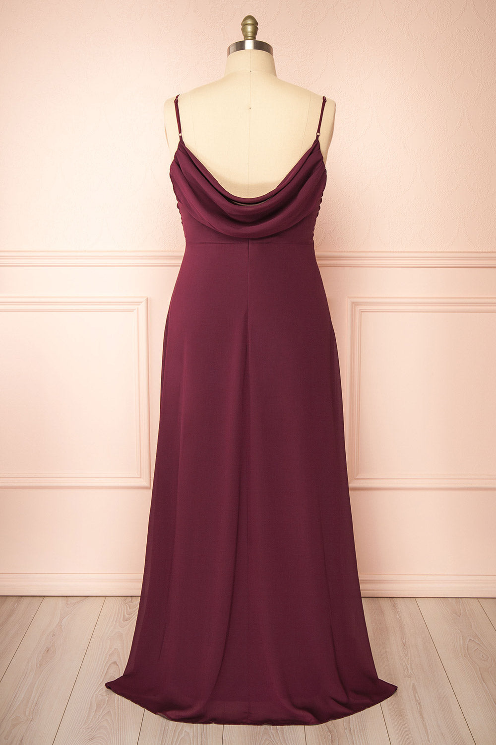 Kieran Burgundy A-Line Maxi Dress w/ Lace | Boutique 1861 back plus size