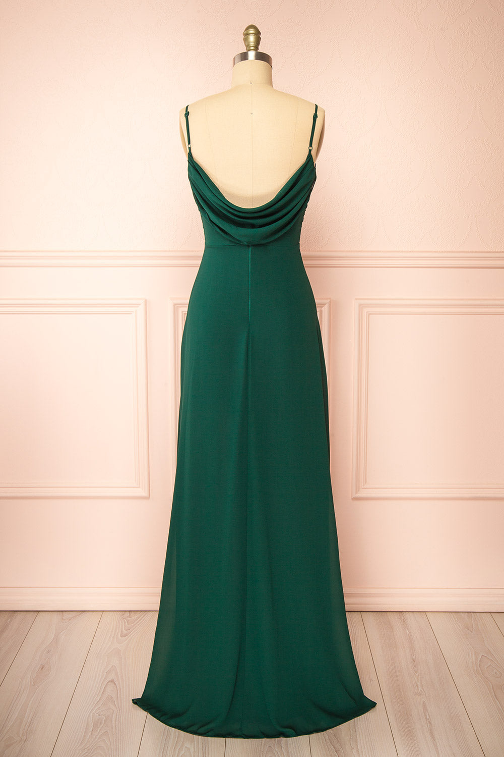 Kieran Green A-Line Maxi Dress w/ Lace | Boutique 1861 back view