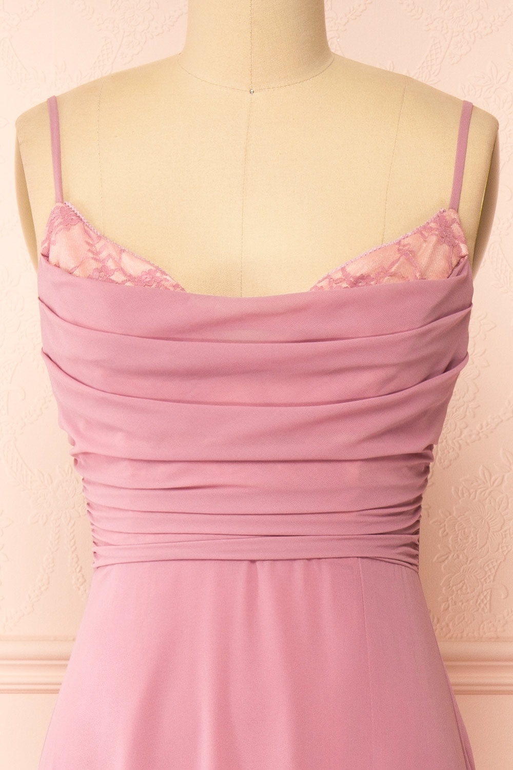 Kieran Mauve A-Line Maxi Dress w/ Lace | Boutique 1861  front
