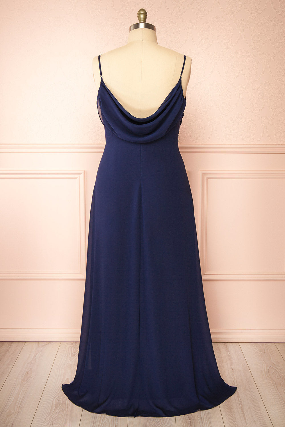 Kieran Navy A-Line Maxi Dress w/ Lace | Boutique 1861 back plus size