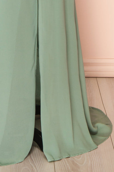 Kieran Sage A-Line Maxi Dress w/ Lace | Boutique 1861  bottom
