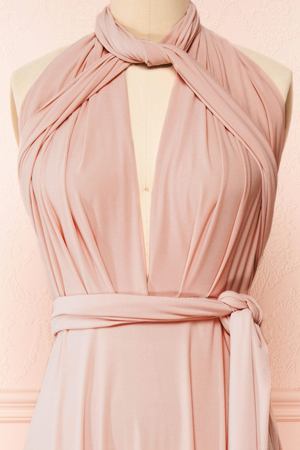 Kilda Mauve Convertible Maxi Dress | Boudoir 1861  neck