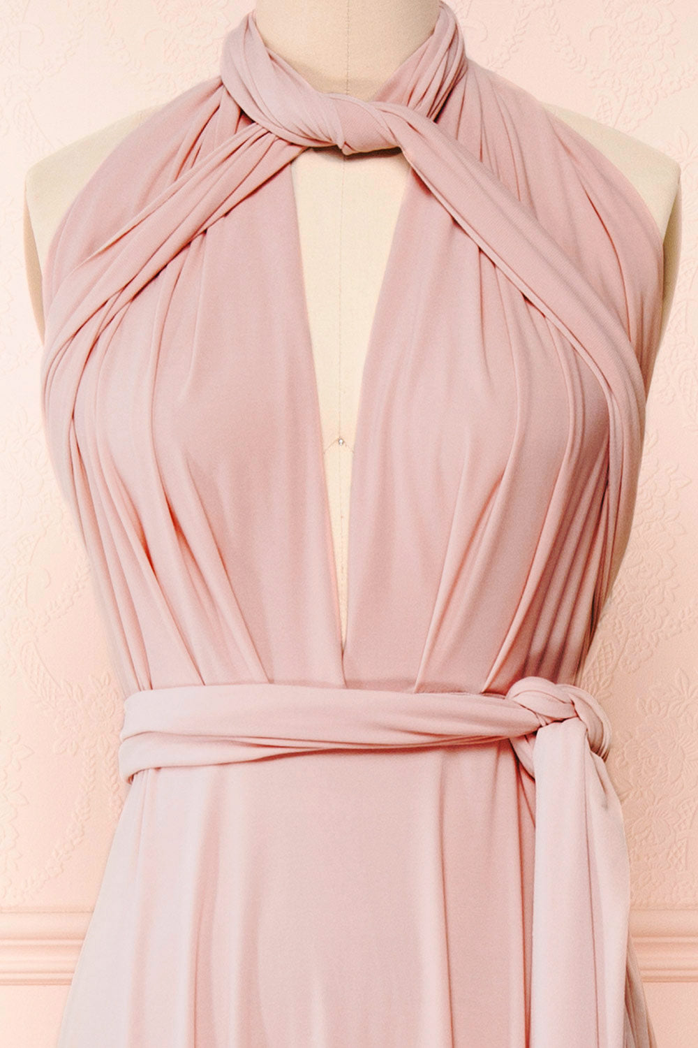 Kilda Mauve Convertible Maxi Dress | Boudoir 1861 neck