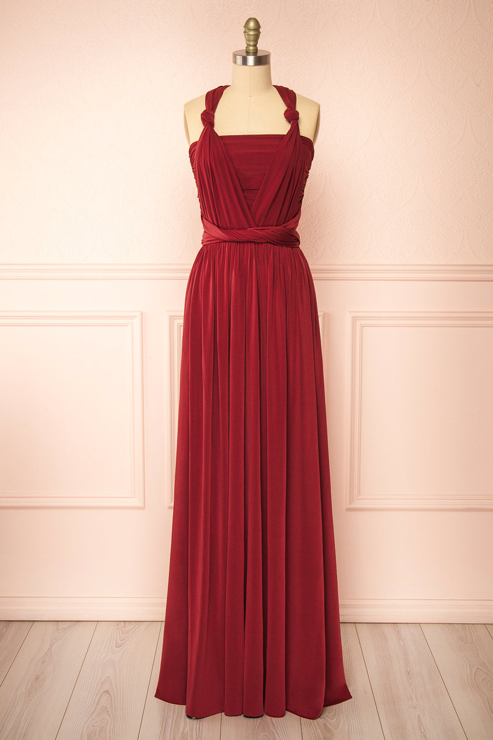 Kilda Burgundy Convertible Maxi Dress | Boudoir 1861 front view