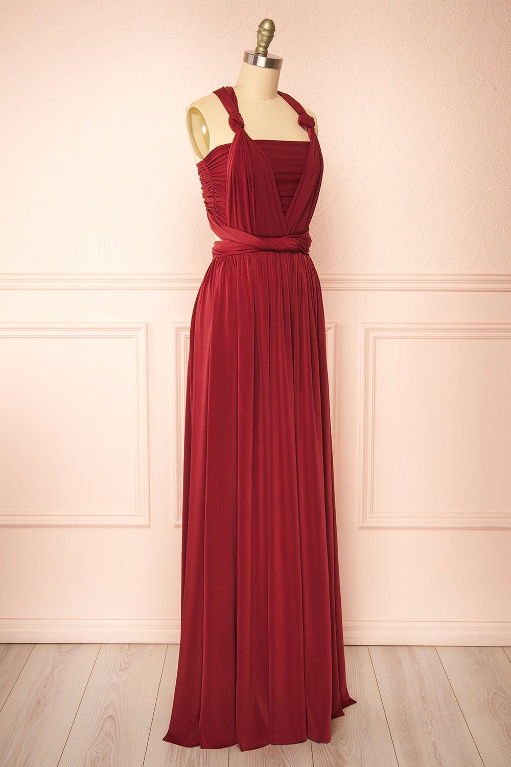 Kilda Burgundy Convertible Maxi Dress | Boudoir 1861  side view