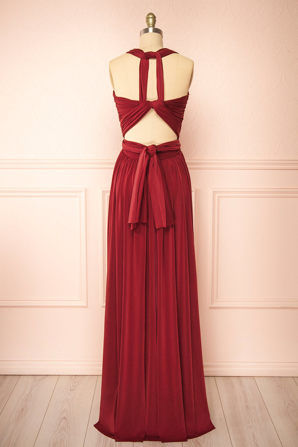 Kilda Burgundy Convertible Maxi Dress | Boudoir 1861  back view