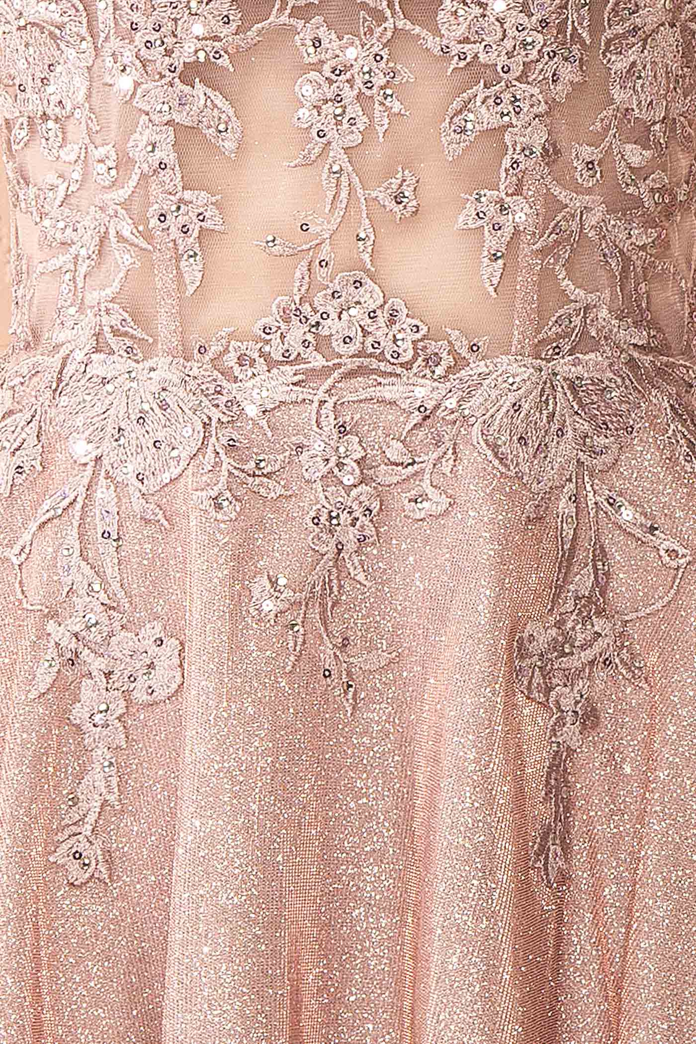 Kiliane Pink Sparkly Mini Dress with Sheer Corset | Boutique 1861 fabric 