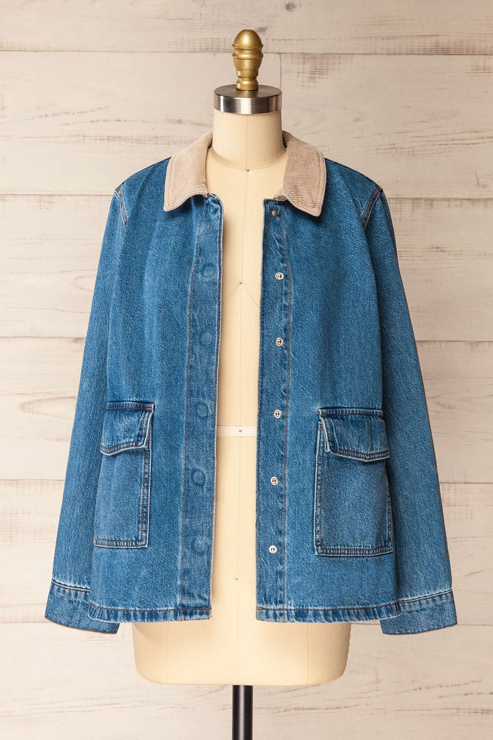Kinsale Blue Denim Jacket with Front Pockets | La petite garçonne open view