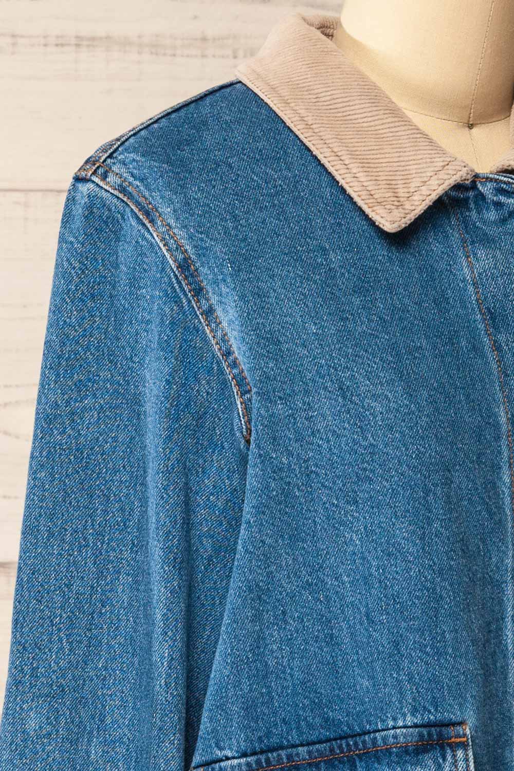 Kinsale Blue Denim Jacket with Front Pockets | La petite garçonne side view