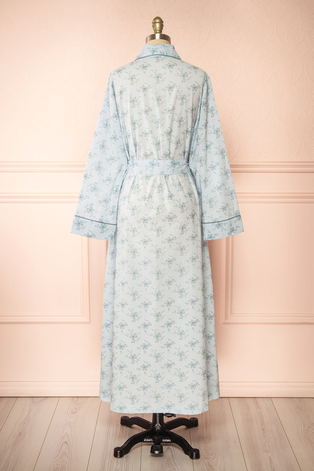 Kiori Blue Floral Dressing Gown | Boutique 1861 back view