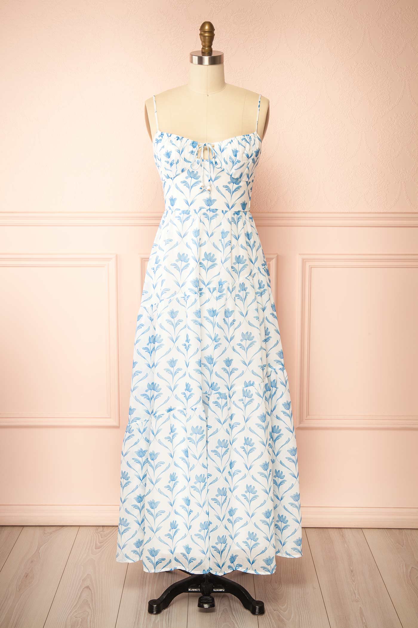 Kirsten Floral Maxi Dress with Front Ties | Boutique 1861 front