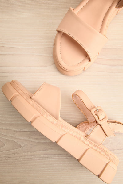 Kitsch Beige Platform Sandals | La petite garçonne flat view