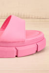 Kitsch Pink Platform Sandals | La petite garçonne side front close-up
