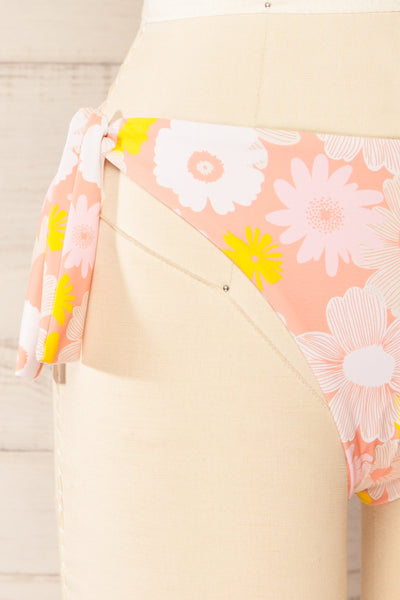 Kiwat Pink Floral Bikini Bottom | La petite garçonne side close-up