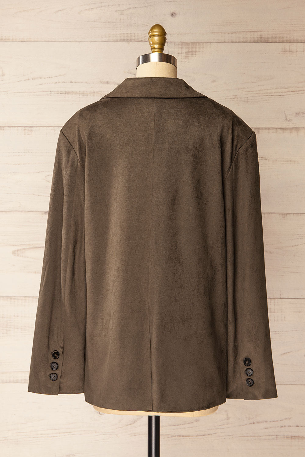 Kodale Oversized Faux Suede Khaki Blazer | La petite garçonne back view