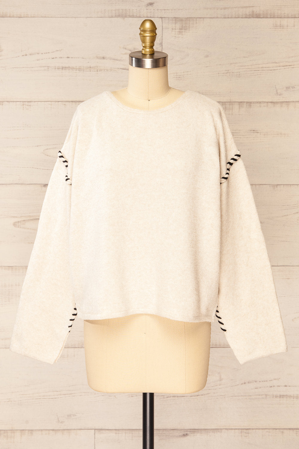 Kofu Ivory Sweater w/ Exposed Stitching | La petite garçonne front