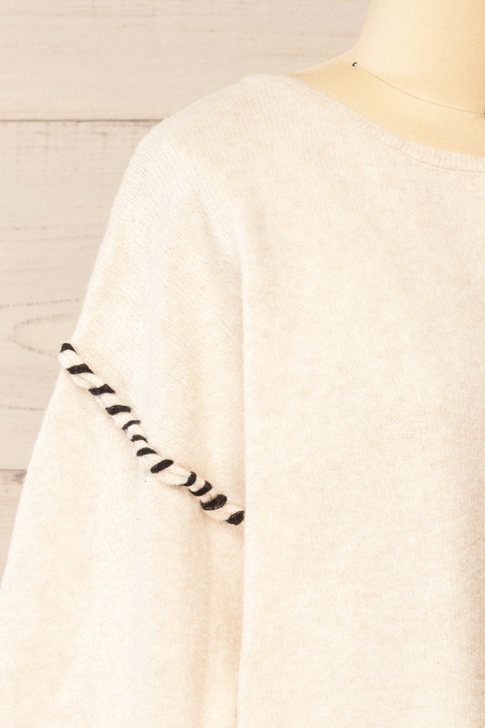 Kofu Ivory Sweater w/ Exposed Stitching | La petite garçonne side 