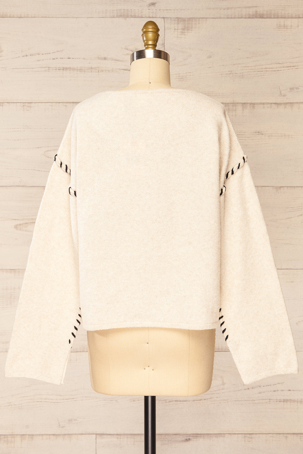 Kofu Ivory Sweater w/ Exposed Stitching | La petite garçonne back view