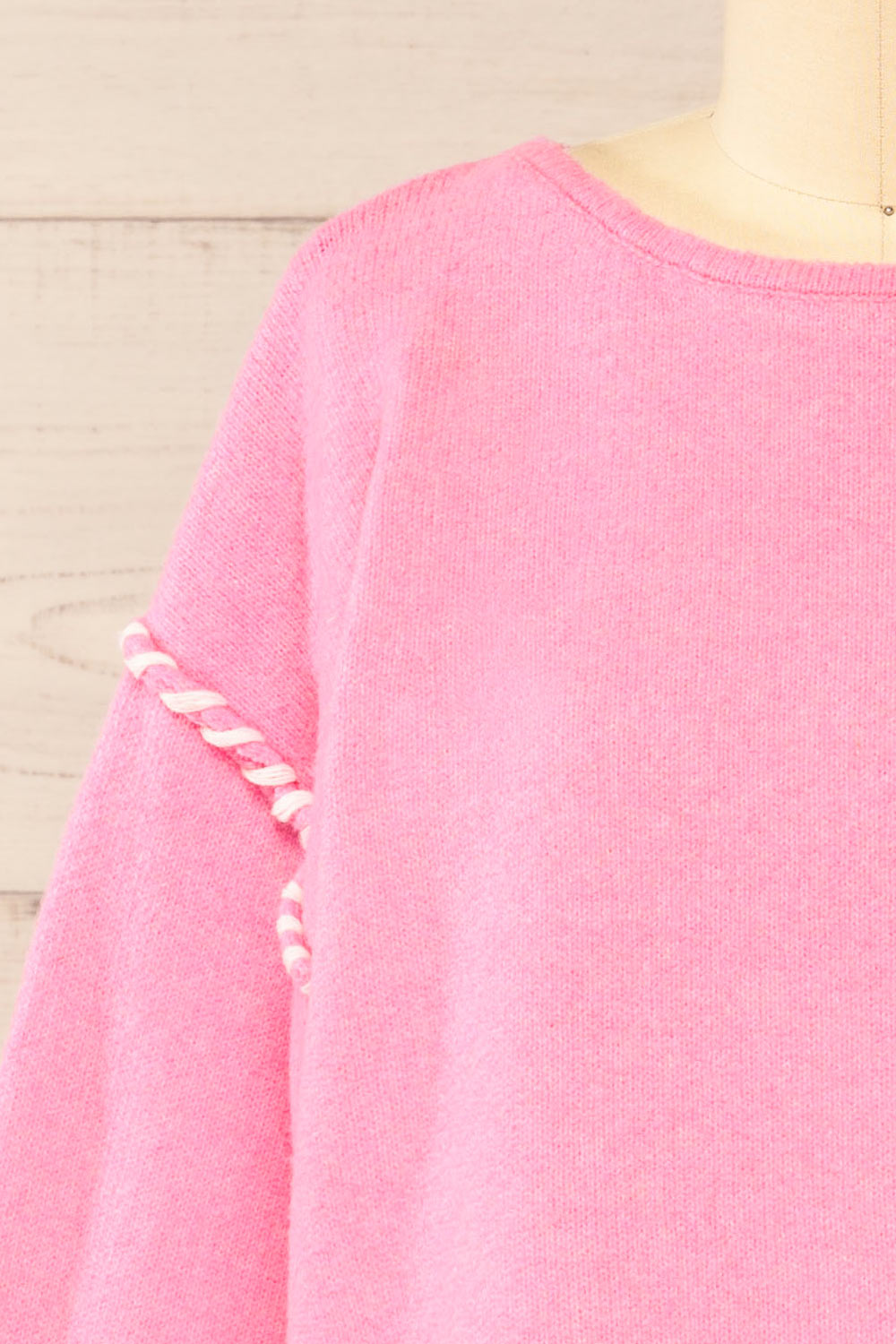 Kofu Pink Sweater w/ Exposed Stitching | La petite garçonne front