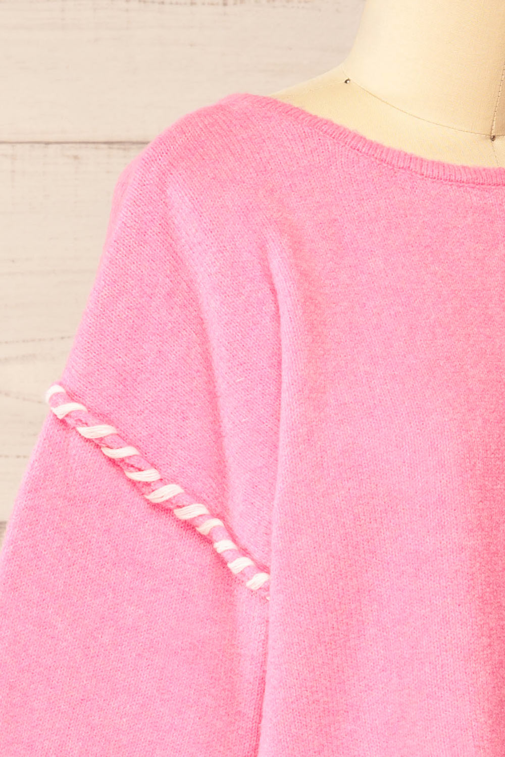 Kofu Pink Sweater w/ Exposed Stitching | La petite garçonne side