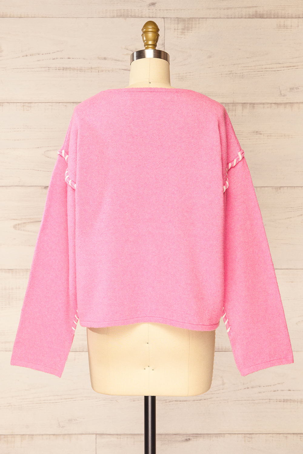 Kofu Pink Sweater w/ Exposed Stitching | La petite garçonne back view