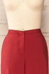 Kokola Red High-Waisted Straight Leg Pants | La petite garçonne front close-up