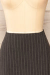 Kolwezi Short Grey Pinstripe Skirt | La petite garçonne front close-up