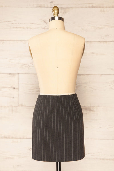 Kolwezi Short Grey Pinstripe Skirt | La petite garçonne back view