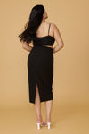 Komia Black Fitted Midi Dress w/ Cut-Outs | La petite garçonne back on model
